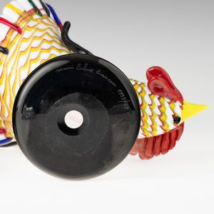 FULVIO BIANCONI : Venini, Murano 1993 Gallo e Gallina  - Asta Vetri di Murano del '900 - Associazione Nazionale - Case d'Asta italiane