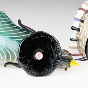 FULVIO BIANCONI : Venini, Murano 1993 Gallo e Gallina  - Asta Vetri di Murano del '900 - Associazione Nazionale - Case d'Asta italiane