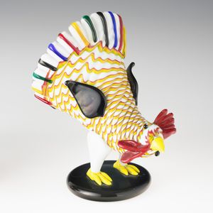 FULVIO BIANCONI : Venini, Murano 1993 Gallo e Gallina  - Asta Vetri di Murano del '900 - Associazione Nazionale - Case d'Asta italiane