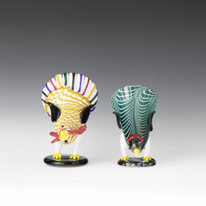 FULVIO BIANCONI : Venini, Murano 1993 Gallo e Gallina  - Asta Vetri di Murano del '900 - Associazione Nazionale - Case d'Asta italiane