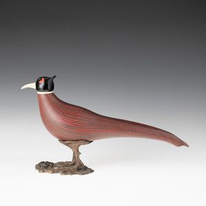 TONI ZUCCHERI : Venini, Murano 1989 Fagiano  - Asta Vetri di Murano del '900 - Associazione Nazionale - Case d'Asta italiane