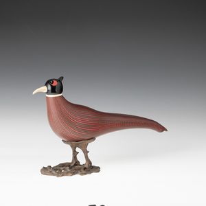 TONI ZUCCHERI : Venini, Murano 1989 Fagiano  - Asta Vetri di Murano del '900 - Associazione Nazionale - Case d'Asta italiane