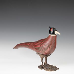 TONI ZUCCHERI : Venini, Murano 1989 Fagiano  - Asta Vetri di Murano del '900 - Associazione Nazionale - Case d'Asta italiane