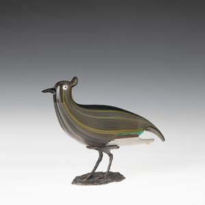 TONI ZUCCHERI : Venini, Murano 1991 Pavoncella  - Asta Vetri di Murano del '900 - Associazione Nazionale - Case d'Asta italiane