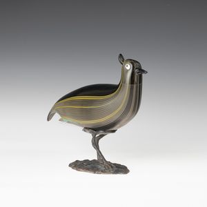 TONI ZUCCHERI : Venini, Murano 1991 Pavoncella  - Asta Vetri di Murano del '900 - Associazione Nazionale - Case d'Asta italiane