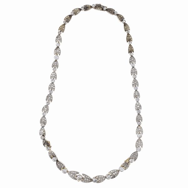 Antica collana in oro argento e diamanti  - Asta Gioielli e Orologi - Associazione Nazionale - Case d'Asta italiane