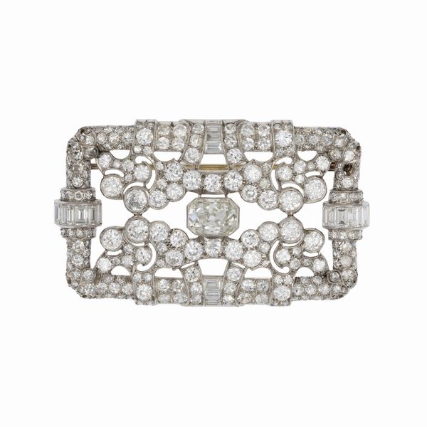 Spilla Dec in platino e diamanti  - Asta Gioielli e Orologi - Associazione Nazionale - Case d'Asta italiane