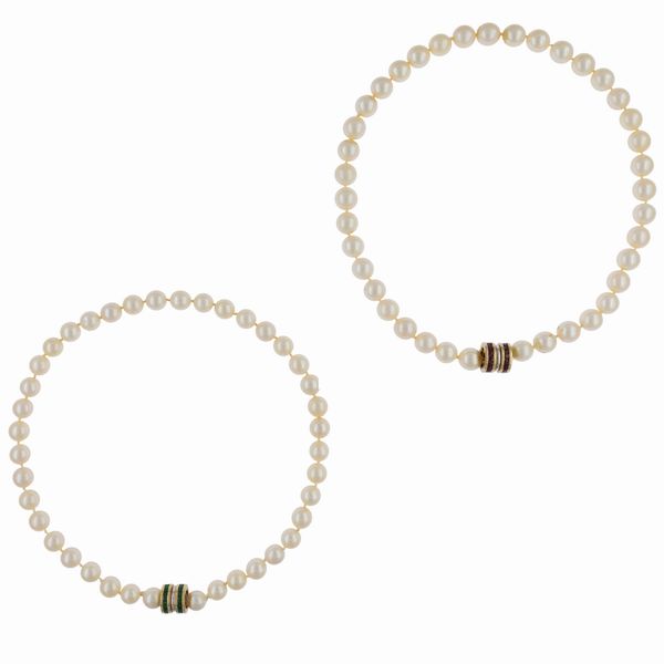 Due fili di perle coltivate unibili in unica collana  - Asta Gioielli e Orologi - Associazione Nazionale - Case d'Asta italiane