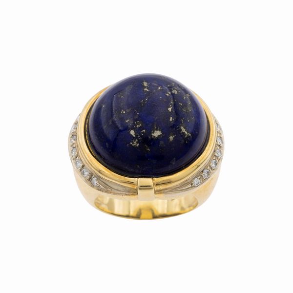 Anello in oro giallo 18kt lapislazzulo e diamanti  - Asta Gioielli e Orologi - Associazione Nazionale - Case d'Asta italiane