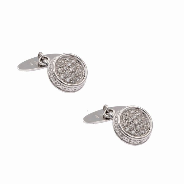 Gemelli in oro bianco 18kt e diamanti  - Asta Gioielli e Orologi - Associazione Nazionale - Case d'Asta italiane