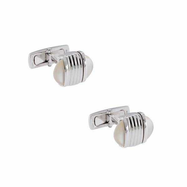 Gemelli in oro bianco 18kt e madreperla  - Asta Gioielli e Orologi - Associazione Nazionale - Case d'Asta italiane