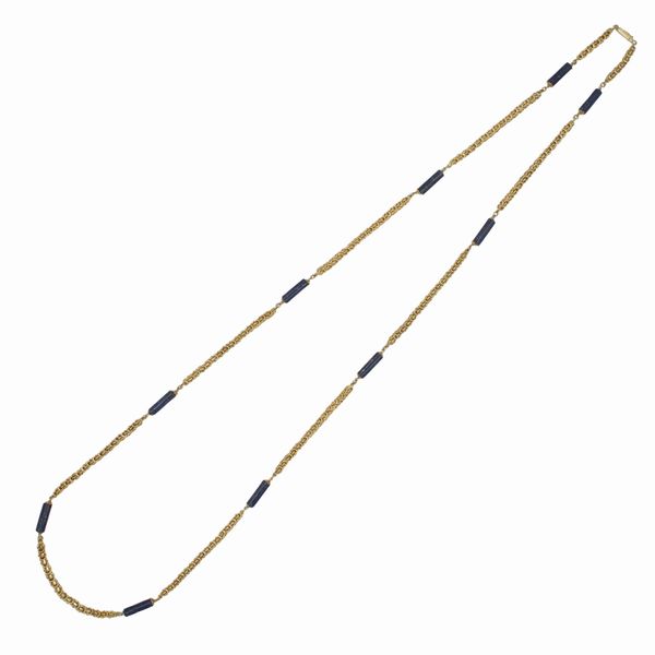 Lunga collana in oro giallo 18kt e lapislazzulo  - Asta Gioielli e Orologi - Associazione Nazionale - Case d'Asta italiane