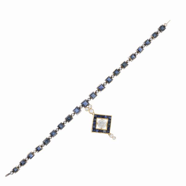Bracciale in oro bianco e giallo 18kt zaffiri e diamanti  - Asta Gioielli e Orologi - Associazione Nazionale - Case d'Asta italiane
