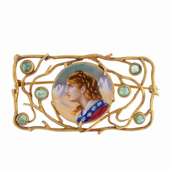 Spilla in oro giallo 18kt con moneta 20 Franchi Svizzeri  - Asta Gioielli e Orologi - Associazione Nazionale - Case d'Asta italiane