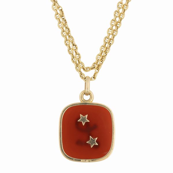 Lunga collana in oro giallo 18kt e pendente con lettera L  - Asta Gioielli e Orologi - Associazione Nazionale - Case d'Asta italiane