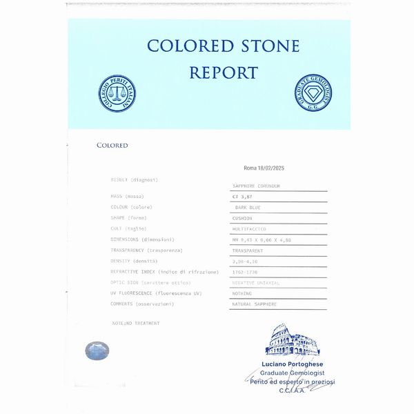 Anello in oro giallo 18kt con zaffiro naturale e diamanti  - Asta Gioielli e Orologi - Associazione Nazionale - Case d'Asta italiane