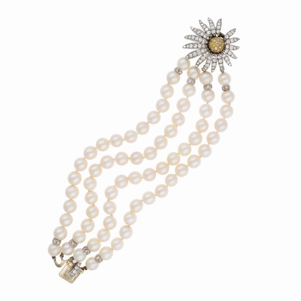Bracciale a quattro fili di perle coltivate  - Asta Gioielli e Orologi - Associazione Nazionale - Case d'Asta italiane