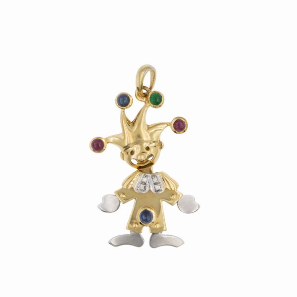 Pendente Jolly snodato in oro a due colori 18kt  - Asta Gioielli e Orologi - Associazione Nazionale - Case d'Asta italiane