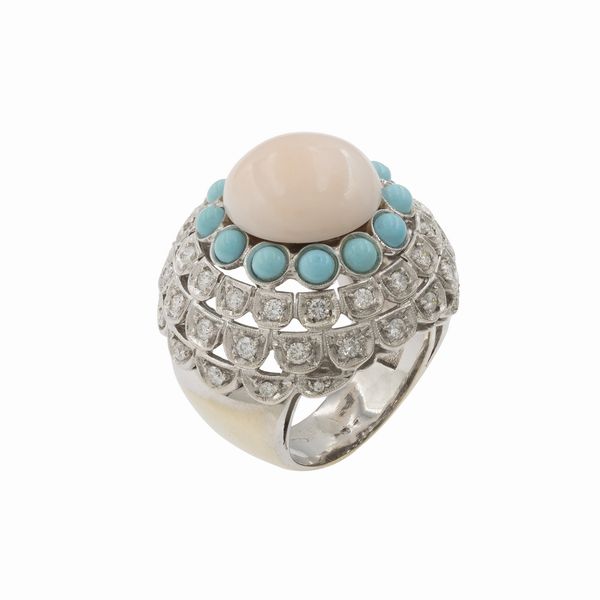 Anello cocktail in oro bianco 18kt  - Asta Gioielli e Orologi - Associazione Nazionale - Case d'Asta italiane