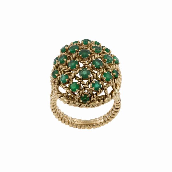 Cartier Paris anello in oro giallo 18kt e smeraldi tondi  - Asta Gioielli e Orologi - Associazione Nazionale - Case d'Asta italiane