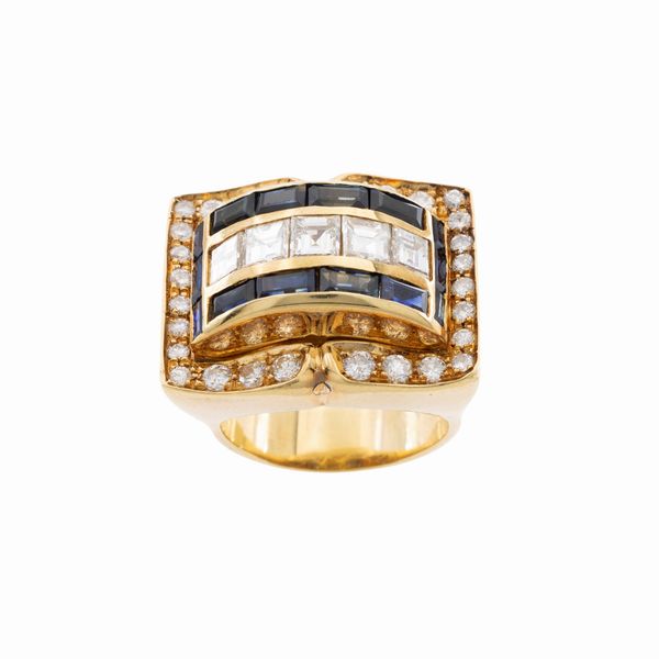 Moroni anello a ponte in oro giallo 18kt  - Asta Gioielli e Orologi - Associazione Nazionale - Case d'Asta italiane