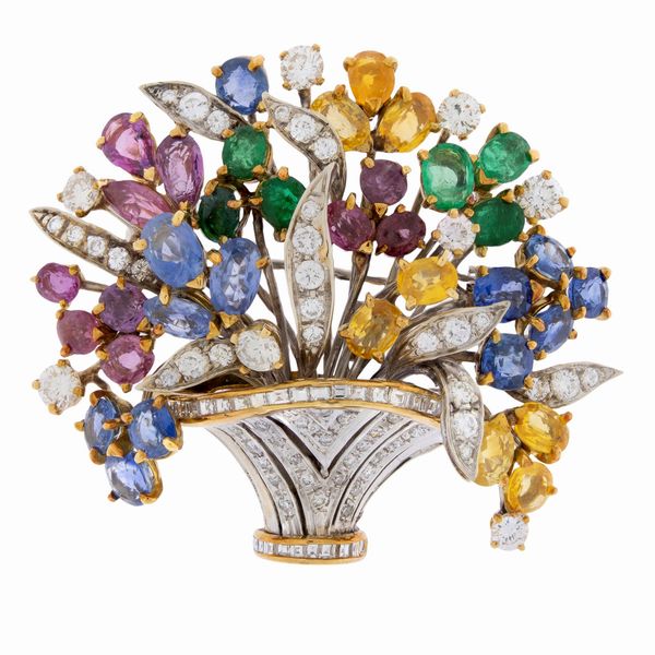 Chantecler spilla cestino di fiori  - Asta Gioielli e Orologi - Associazione Nazionale - Case d'Asta italiane