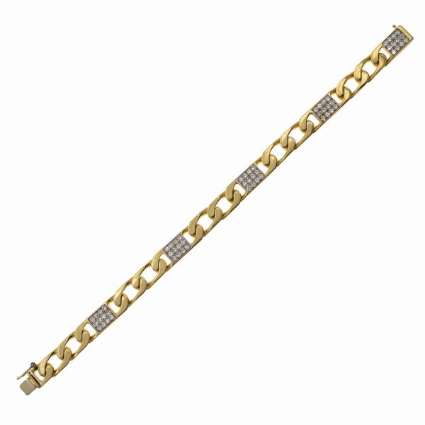 Bracciale in oro giallo e bianco 18kt e diamanti  - Asta Gioielli e Orologi - Associazione Nazionale - Case d'Asta italiane