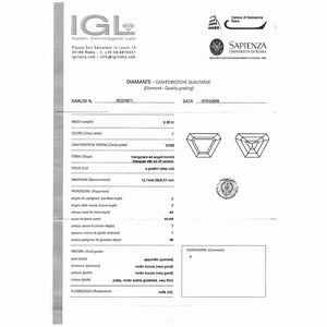 Anello in oro bianco 18kt con diamante naturale ct 4,38  - Asta Gioielli e Orologi - Associazione Nazionale - Case d'Asta italiane