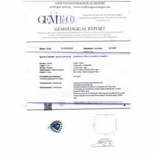 Anello in oro bianco 18kt e zaffiro naturale taglio a cuore  - Asta Gioielli e Orologi - Associazione Nazionale - Case d'Asta italiane