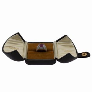 Bulgari anello a trombino con rubino Birmano naturale  - Asta Gioielli e Orologi - Associazione Nazionale - Case d'Asta italiane