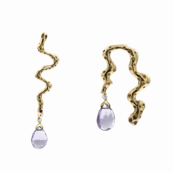 Orecchini bijou vintage pendenti in argento 925 e pietre a goccia  - Asta Bijoux e Fashion Vintage Web Only - Associazione Nazionale - Case d'Asta italiane