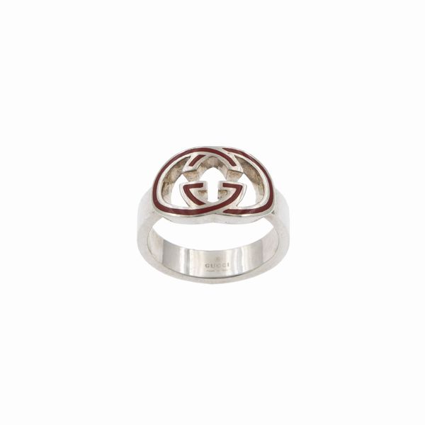 Gucci anello vintage in argento 925 e smalto  - Asta Bijoux e Fashion Vintage Web Only - Associazione Nazionale - Case d'Asta italiane