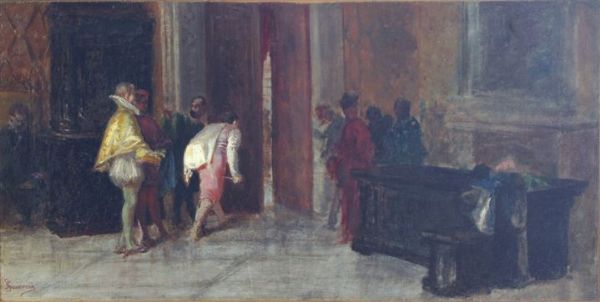 QUADRONE GIOVAN BATTISTA Mondov (CN) 1844 - 1898 Torino : Personaggi in costume  - Asta Asta 148- Dipinti e sculture - Associazione Nazionale - Case d'Asta italiane