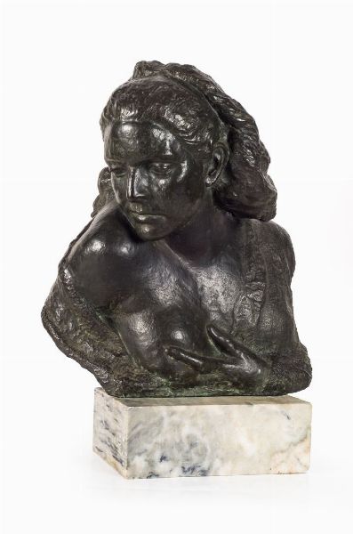 ALLOATI GIOVANNI BATTISTA Torino 1878 (1879) - 1964 : Busto femminile  - Asta Asta 148- Dipinti e sculture - Associazione Nazionale - Case d'Asta italiane