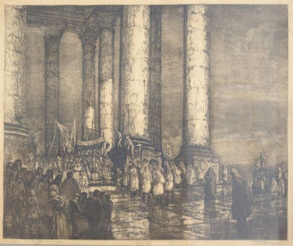 MENNYEY FRANCESCO Torino 1889 - 1950 : Le colonne della Basilica di Superga  - Asta Asta 148- Dipinti e sculture - Associazione Nazionale - Case d'Asta italiane