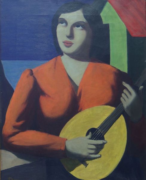 BORRA POMPEO Milano 1898 - 1973 : La mandolinista  - Asta Asta 148- Dipinti e sculture - Associazione Nazionale - Case d'Asta italiane