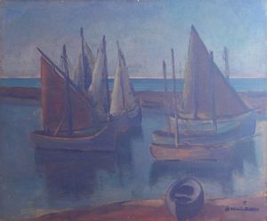 MORANDO PIETRO Alessandria 1892 - 1980 - Studio di mare - Genova 1930