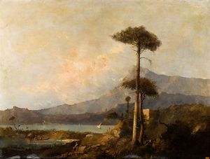D'AZEGLIO MASSIMO (Taparelli Massimo) Torino 1798 - 1866 - Paesaggio con pastori - Italia centrale
