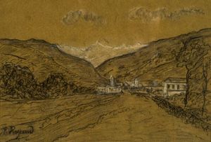 REYCEND ENRICO Torino 1855 - 1928 - Paesaggio con case