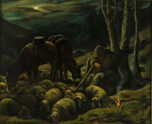 MUS ITALO Chatillon (AO) 1892 - 1967 St.Vincent (AO) - Il riposo del pastore