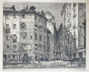 MENNYEY FRANCESCO Torino 1889 - 1950 - Case medievali in via IV marzo