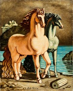DE CHIRICO GIORGIO Volos 1888 - 1978 Roma - Cavalli antichi anni '50