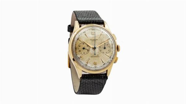 UNIVERSAL GENEVE : Cronografo a due contatori  modello Uni -Compax   anni '50  - Asta Asta 148 - Gioielli e orologi - Associazione Nazionale - Case d'Asta italiane