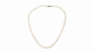 MIKIMOTO - Lunghezza cm 41 Girocollo composto da un filo di perle giapponesi Mikimoto del diam 8 e 8 5. Chiusura in argen [..]