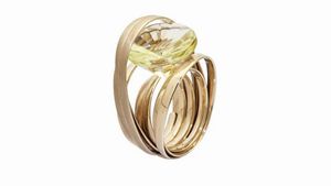 COSIMO DI LILLA - Peso gr 26 1 Misura 20 Particolare anello in oro bianco naturale satinato e lucido  composto da fini appiattiti  [..]