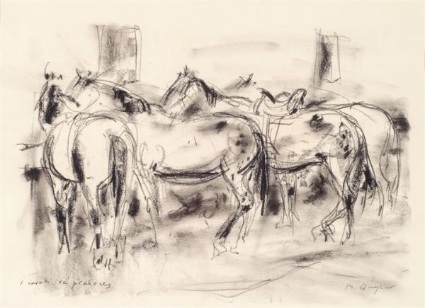 QUAGLINO MASSIMO Refrancore (AT) 1899 - 1982 Torino : I cavalli dei picadores  - Asta Asta 149 Dipinti sculture e grafica - Associazione Nazionale - Case d'Asta italiane