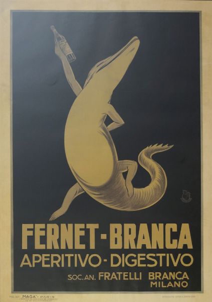 MANIFESTO : Fernet-Branca  aperitivo digestivo  - Asta Asta 149 Dipinti sculture e grafica - Associazione Nazionale - Case d'Asta italiane