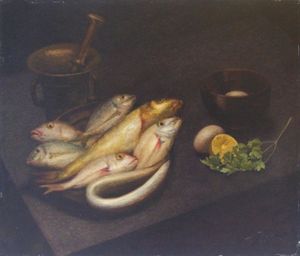 LISA MARIO Torino 1908 - 1992 - Natura morta con pesci 1938