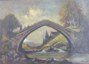 GACHET MARIO Torino 1879 - 1981 - Ponte romano in Valle d'Aosta