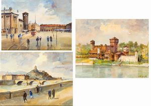 MANEGLIA EDMONDO Koziu (Turchia) 1925 - 2003 Torino - Lotto di tre dipinti